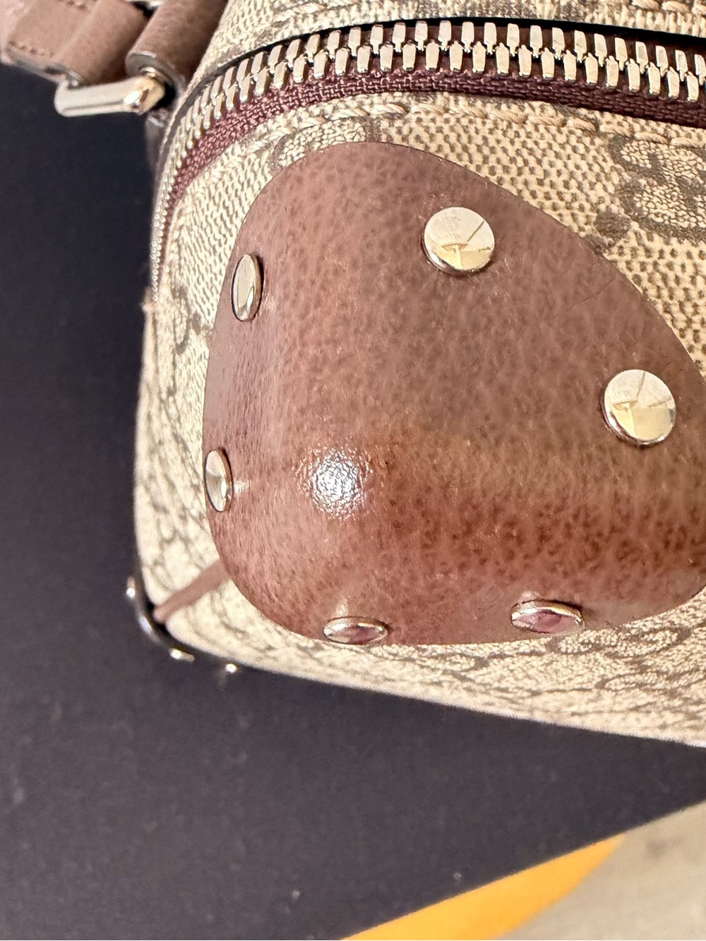 GUCCI GG Supreme Monogram Square Shoulder Bag Brown Strap Trunk Boxy - Picture 9 of 16
